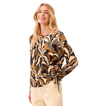 Tribal Long Sleeved Round Neck Knit Top w/ Gathers