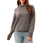 Tribal Textured Knit Funnel Neck Long Sleeve Top