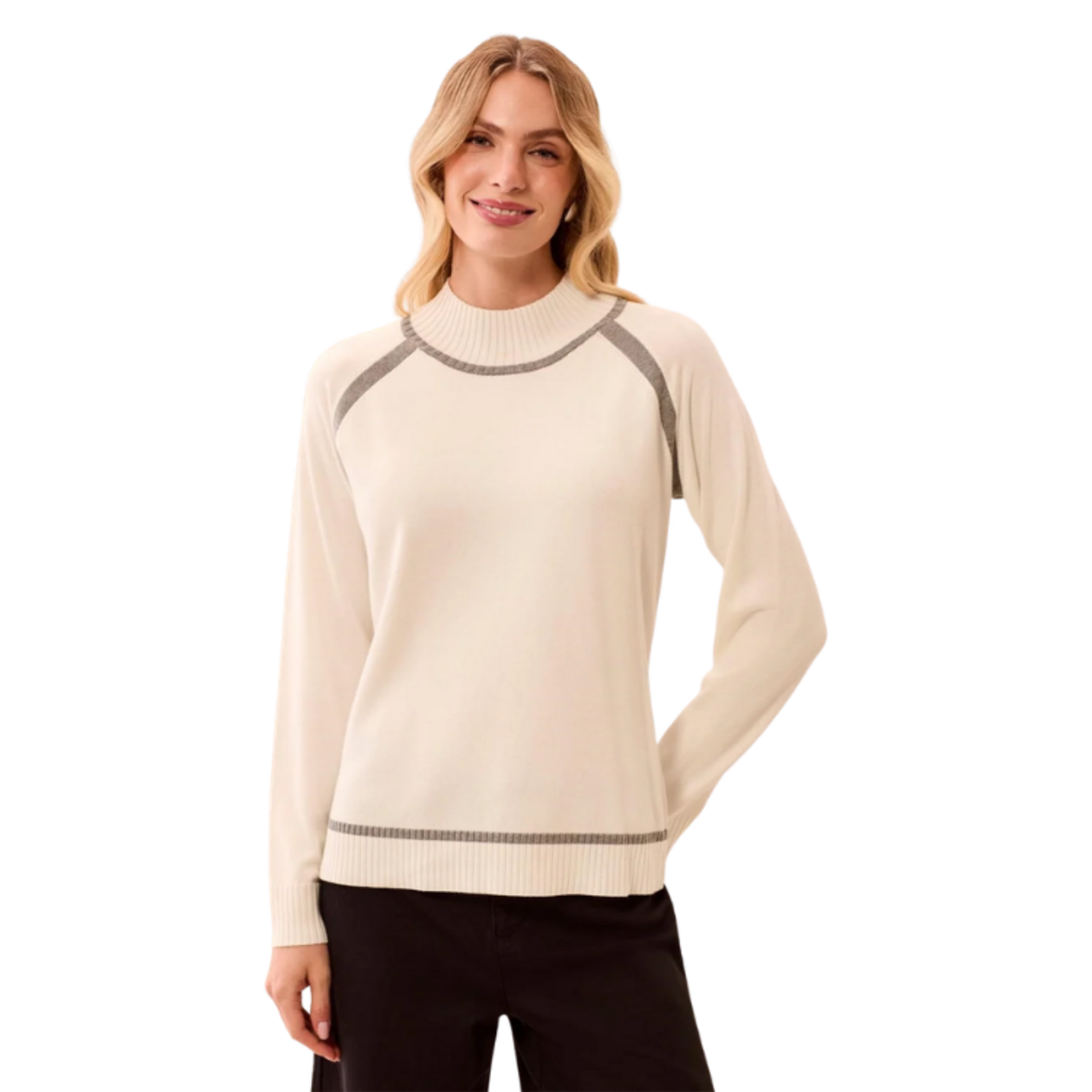 Tribal Tribal - Soft Long Sleeve Mock Neck Raglan Sweater