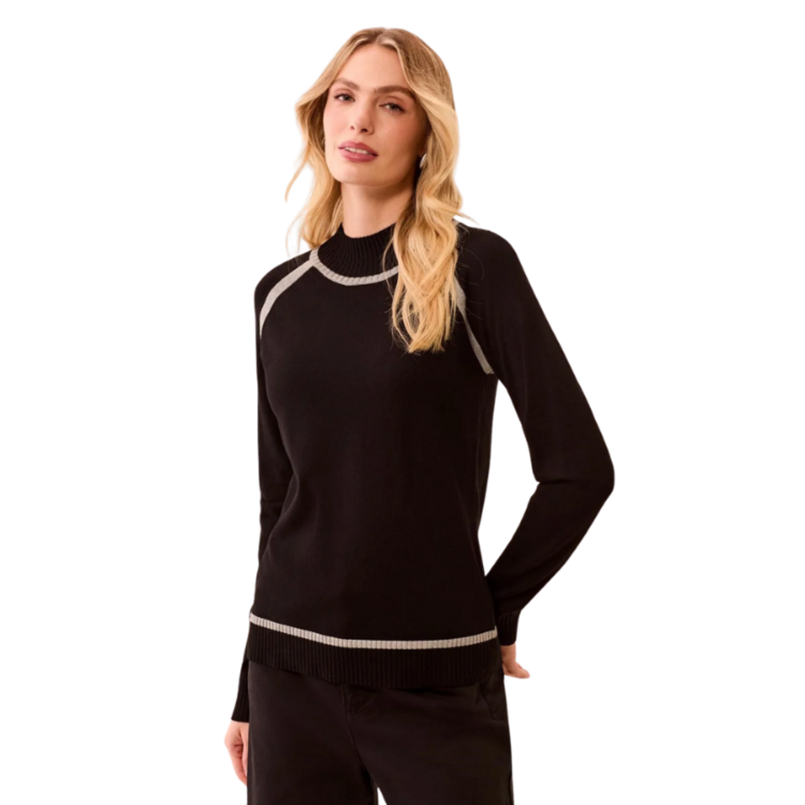 Tribal Tribal - Soft Long Sleeve Mock Neck Raglan Sweater