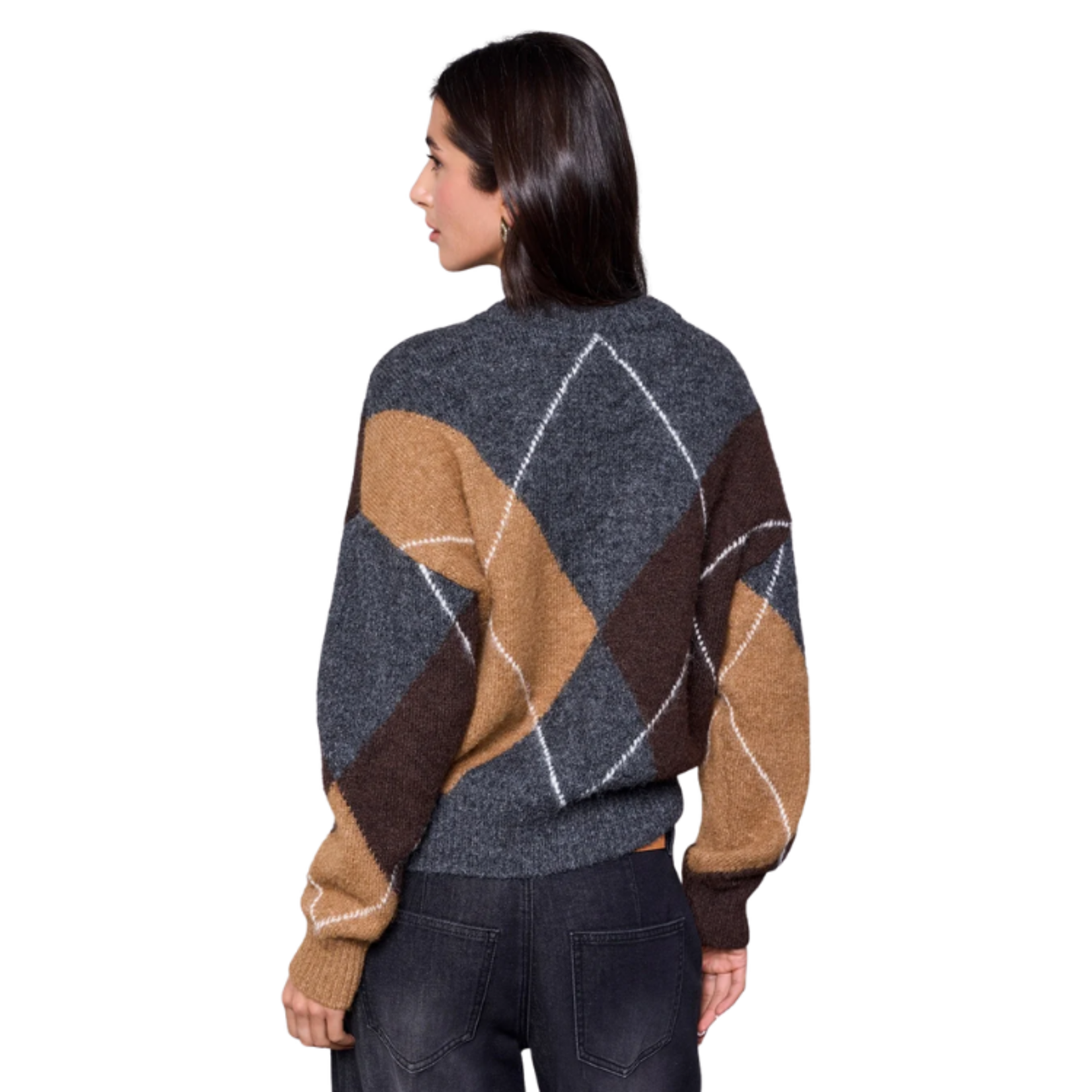 Tribal Tribal - Blue Thread Diamond Pattern Button Front Knit Cardigan