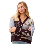 Tribal Novelty Jacquard V-Neck Sweater