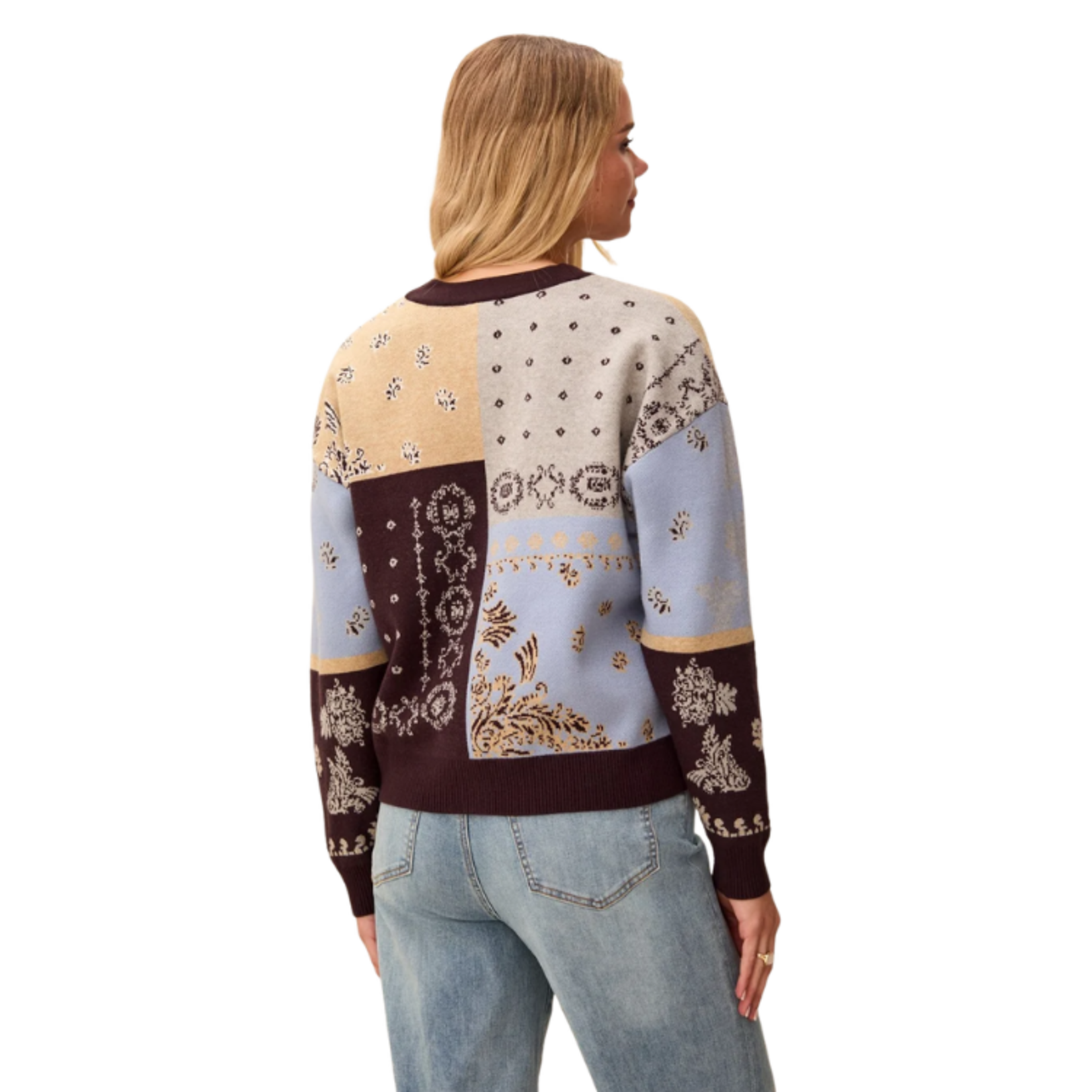 Tribal Tribal - Novelty Jacquard V-Neck Sweater