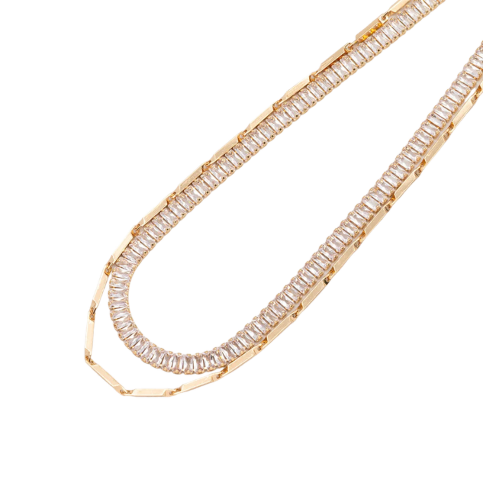 Caracol Caracol - Two-Rows Glittering Mesh Necklace Gold
