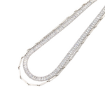 Caracol Two-Rows Glittering Mesh Necklace Silver