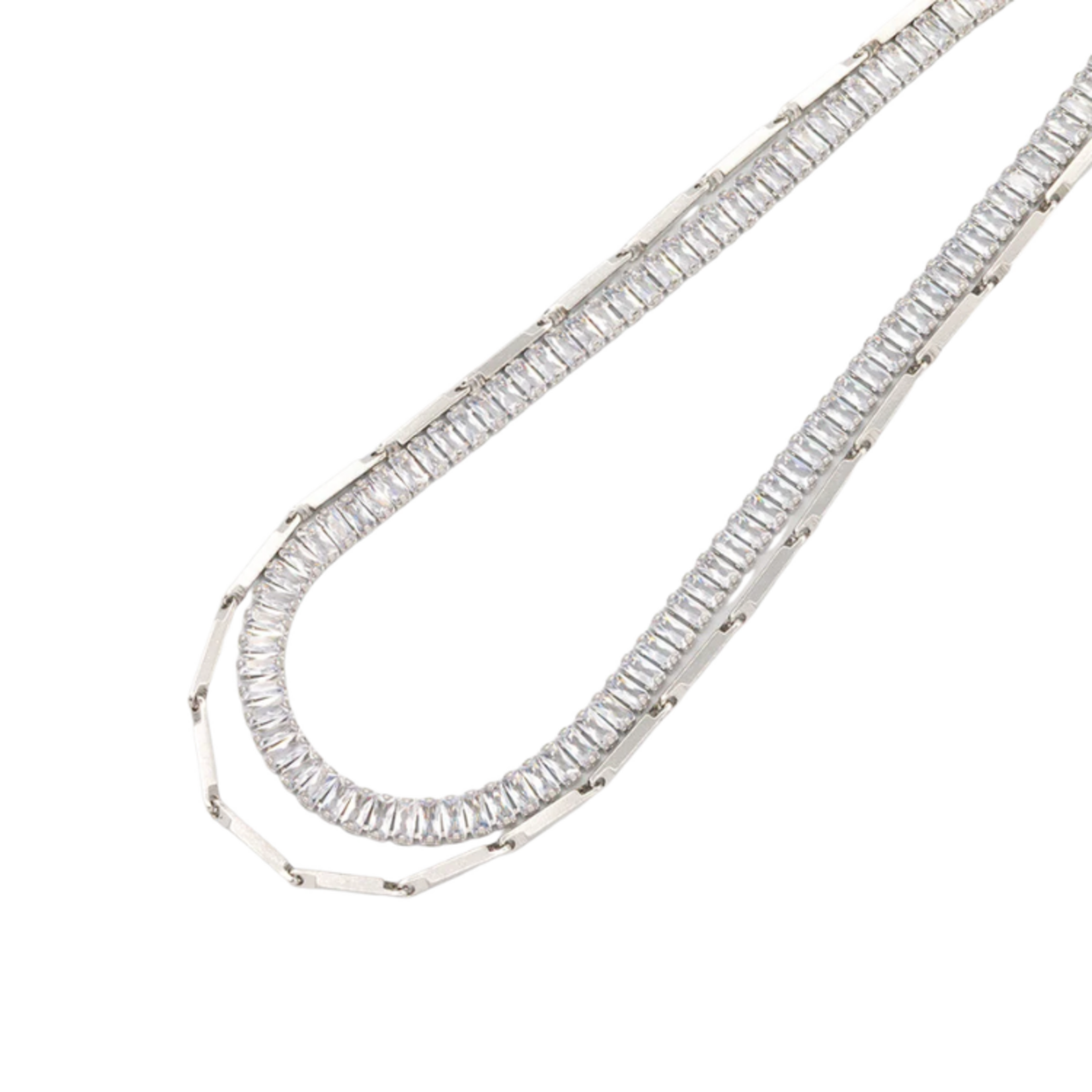 Caracol Caracol - Two-Rows Glittering Mesh Necklace Silver
