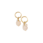 Caracol Hoops With Metal Beads, Pearl And Stone Cream/Gold
