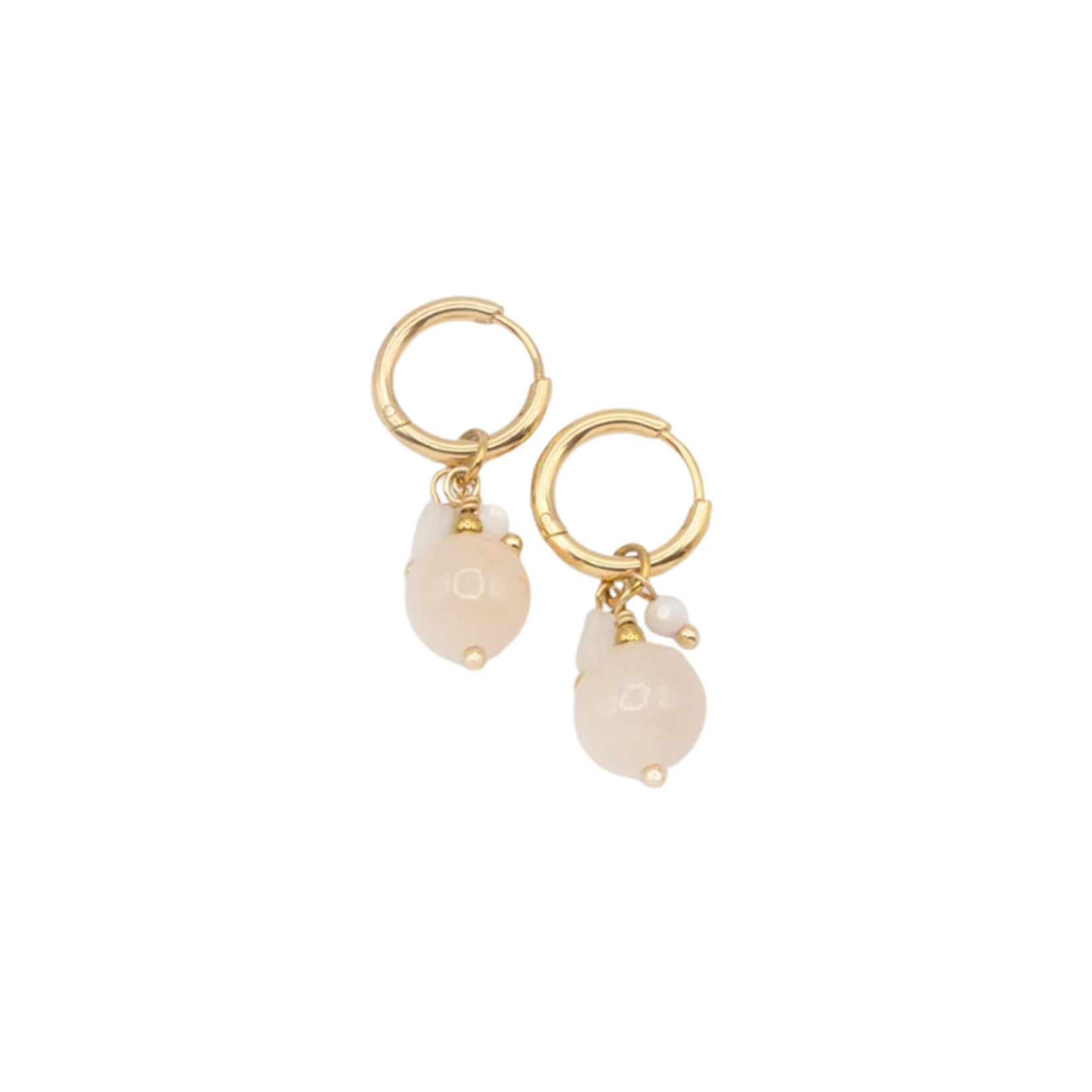 Caracol Caracol - Hoops With Metal Beads, Pearl And Stone Cream/Gold