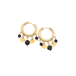Caracol Hoops With Metal Discs And Glass Beads Gold