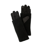 Caracol Ribbed Wrist-Warmer Faux Suede Gloves Black