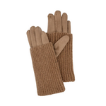 Caracol Ribbed Wrist-Warmer Faux Suede Gloves Brown