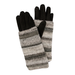 Caracol Colorful Ribbed Wrist-Warmer Faux Suede Gloves Black