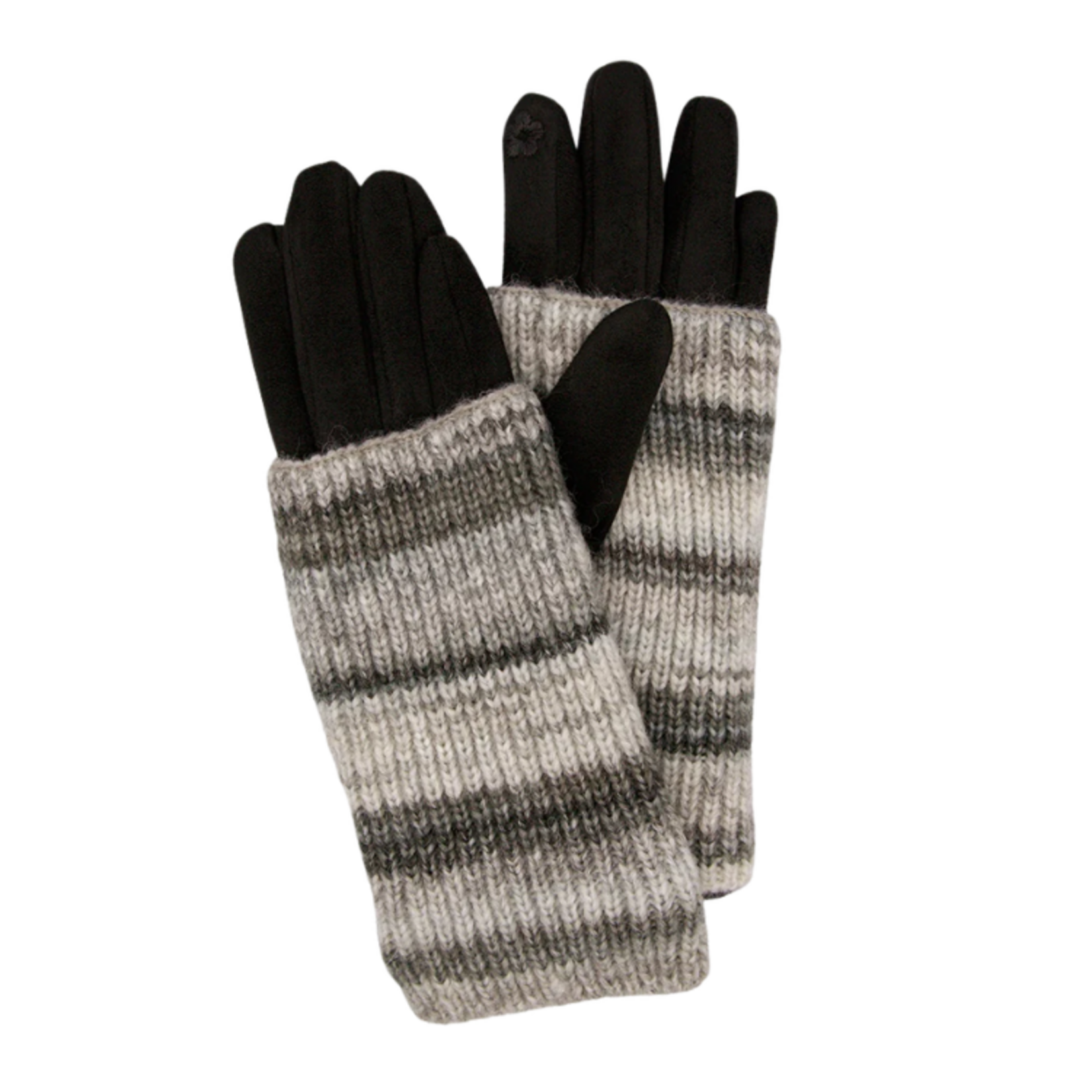 Caracol Caracol - Colorful Ribbed Wrist-Warmer Faux Suede Gloves Black