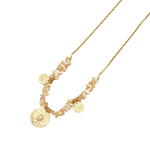 Caracol Natural Stone Necklace And Hammered Stainless Steel Pendant White/Gold
