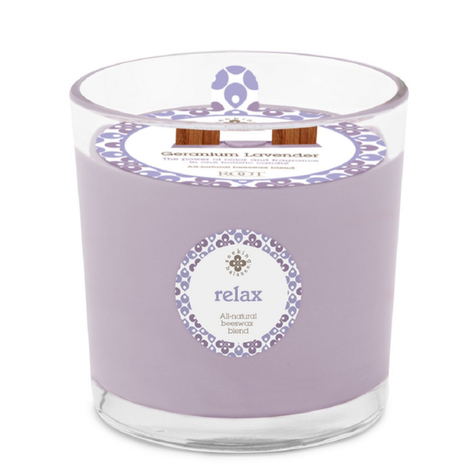 Root Candles Root Candle - Seeking Balance 12oz 2-Wick Spa Candle "Relax" Geranium Lavendar