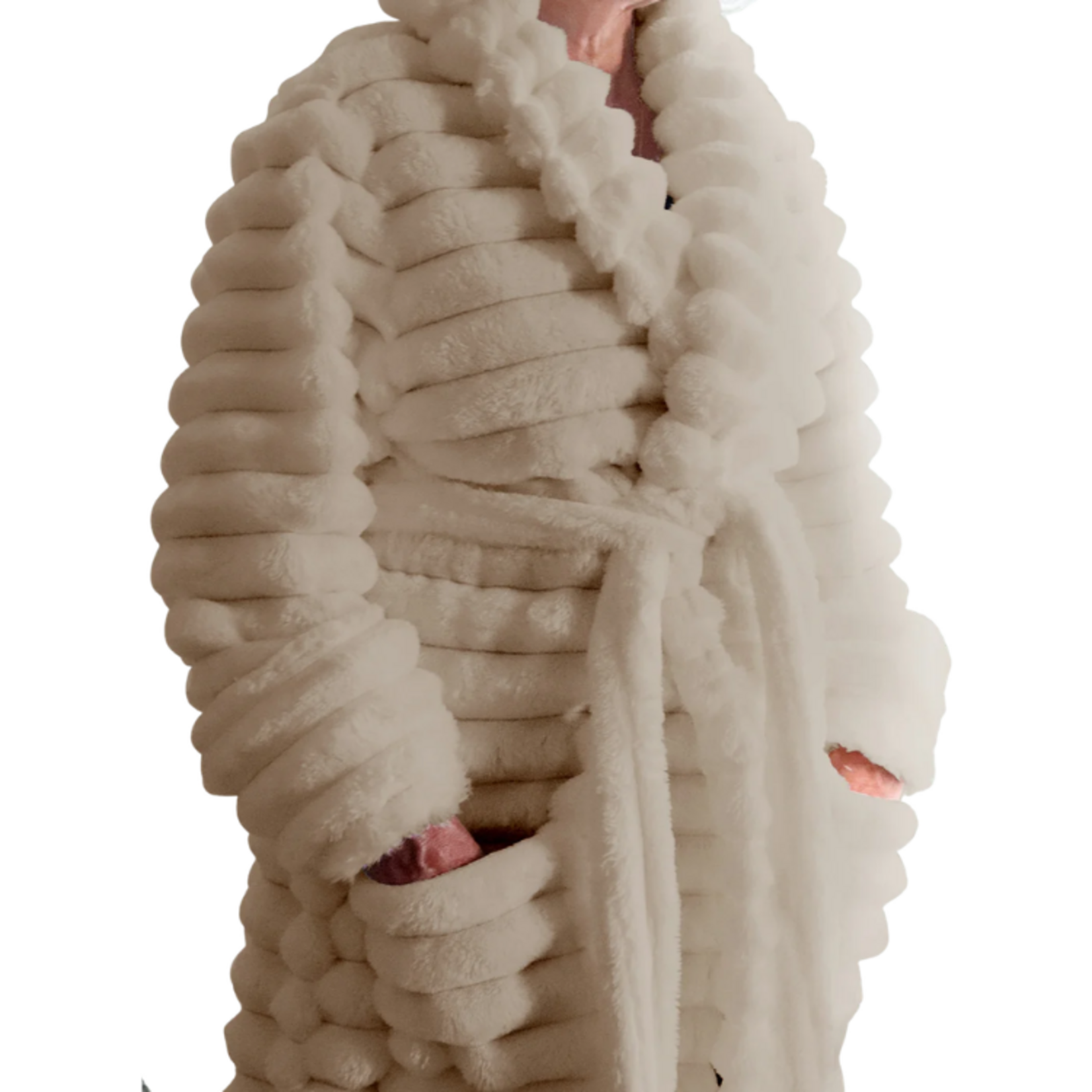 Ribbed Luxe Plush Robe Taupe
