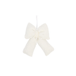 Teddy Ornament Bow Winter White MM
