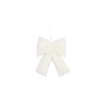 Teddy Ornament Bow Winter White SM