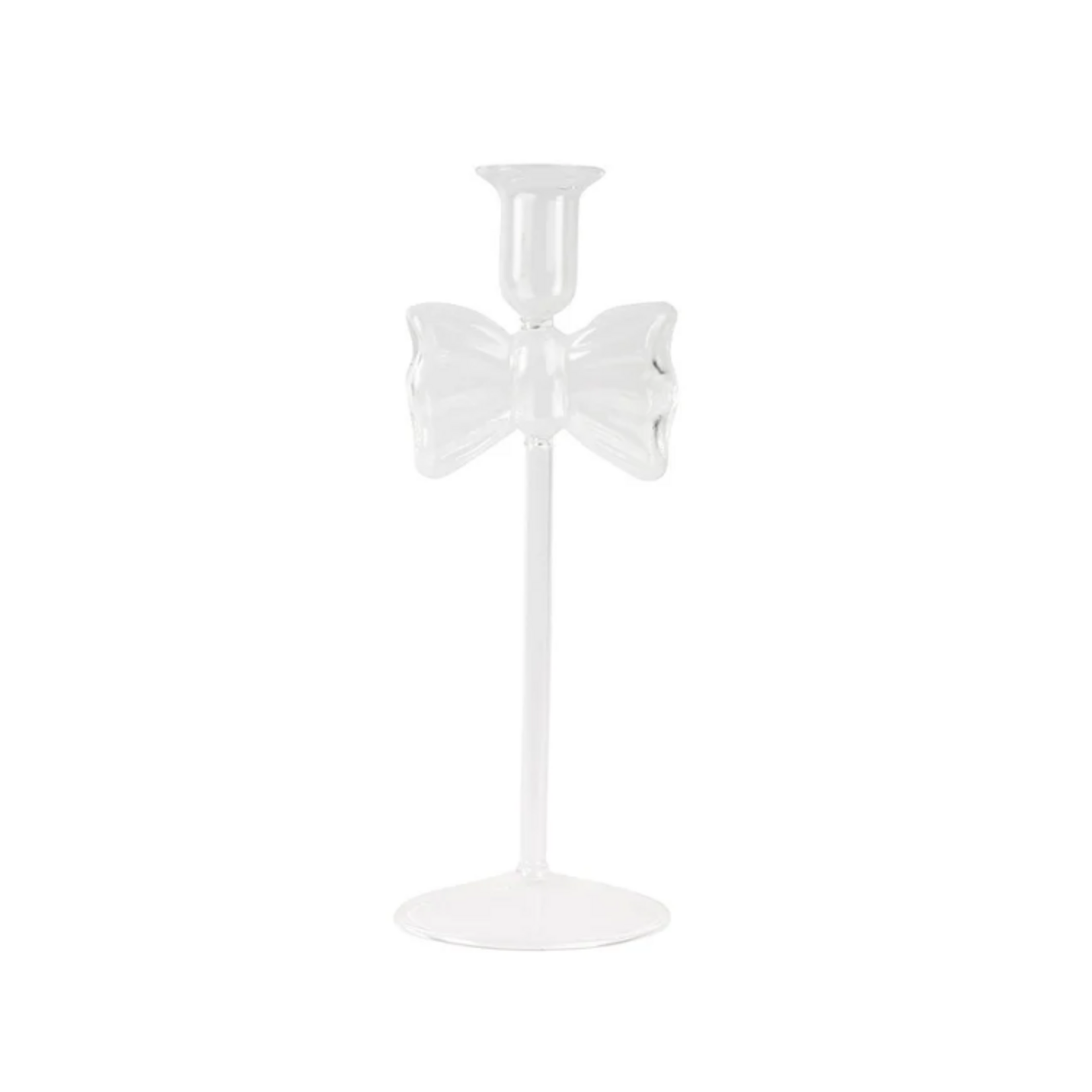 Bow Glass Taper Candle Holder LG
