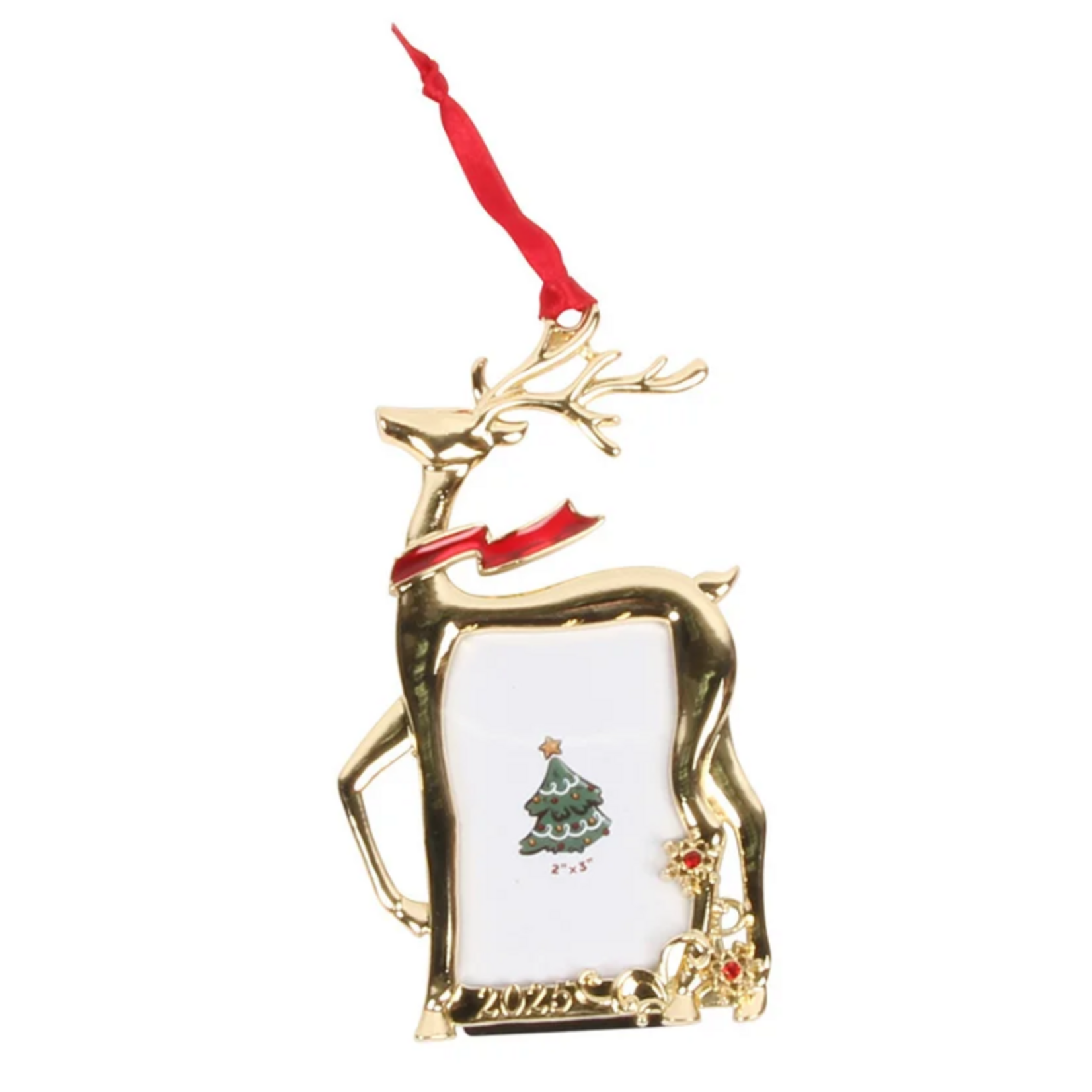 Reindeer Frame Ornament Gold