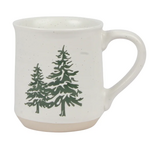 Tree Textured Stoneware Mug Green
