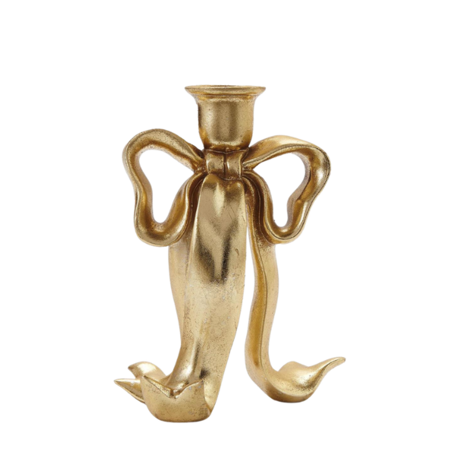 Giftcraft Gold Bow Design Taper Candle Holder (Tall)
