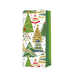 Christmas Gift Bag - Trees w/ Gold - Bottle Bag