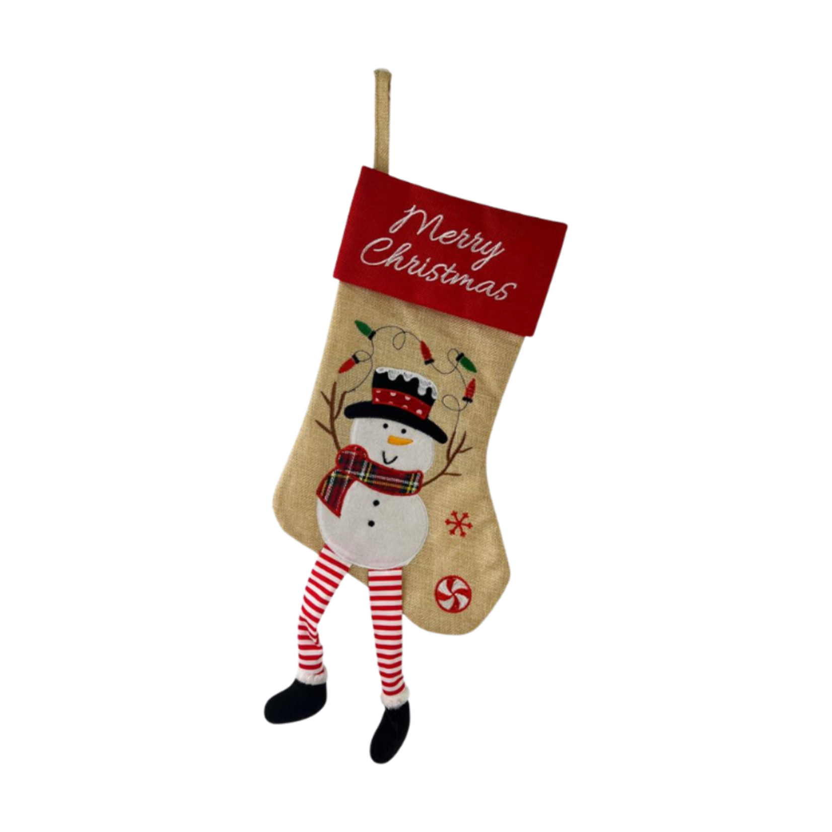 Deco Noel Merry Christmas Stocking w/Dangly Legs - Snowman