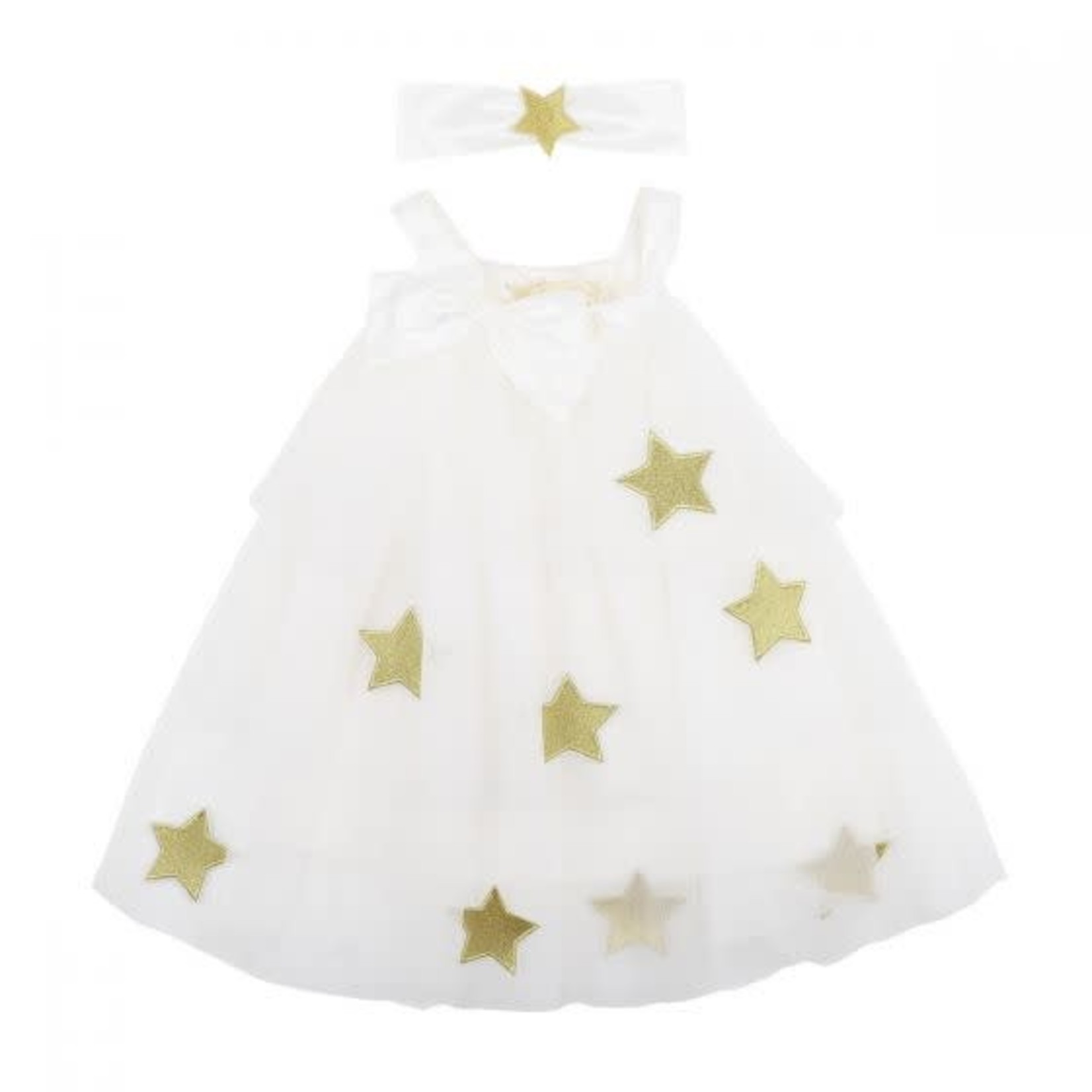 Minihaha White Star Dress with Headband