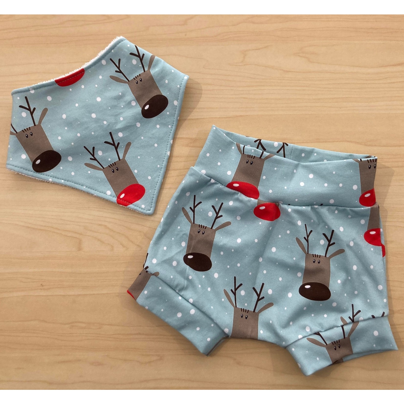 Lani + Lilah Reindeer Dribble Bib & Shorts Set