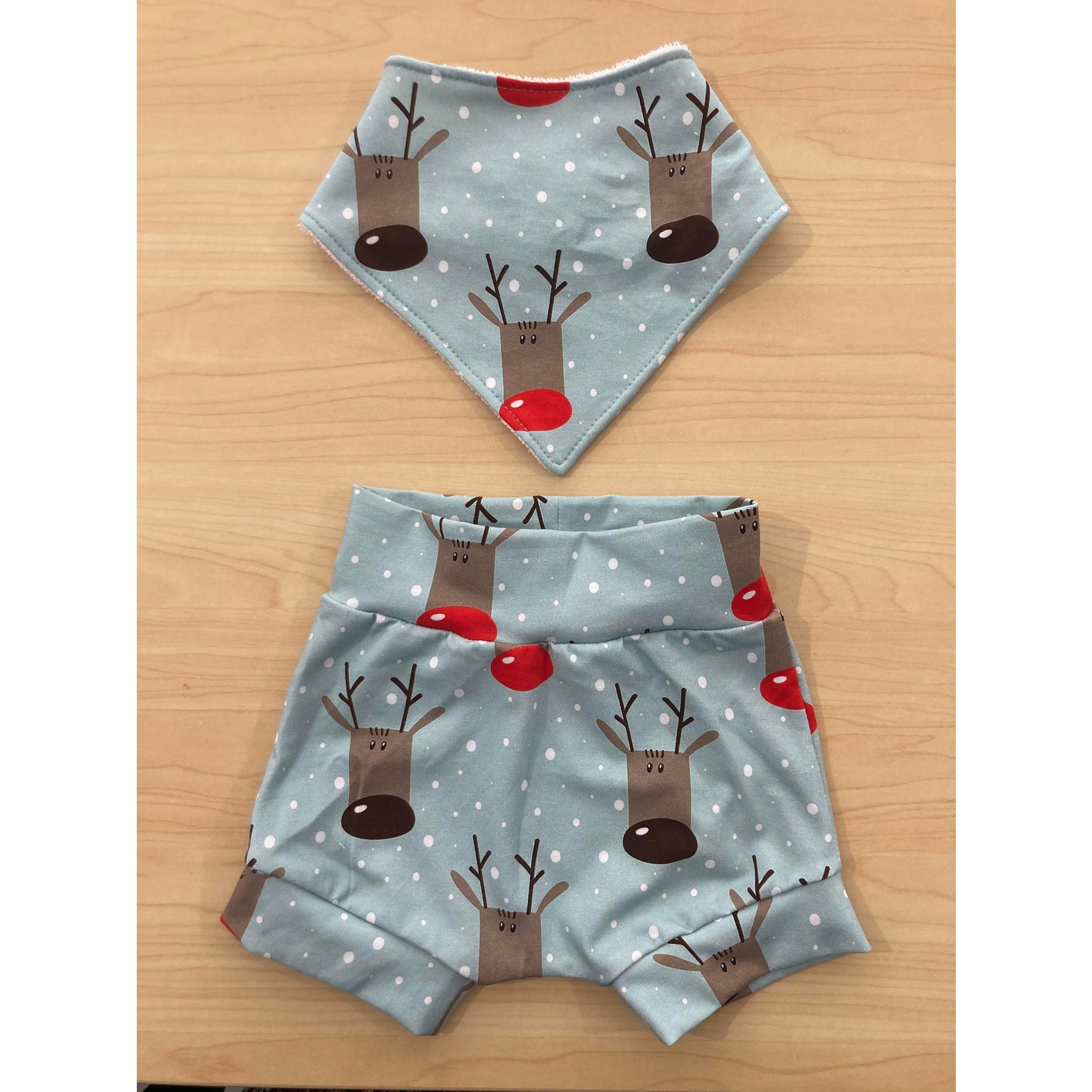 Lani + Lilah Reindeer Dribble Bib & Shorts Set