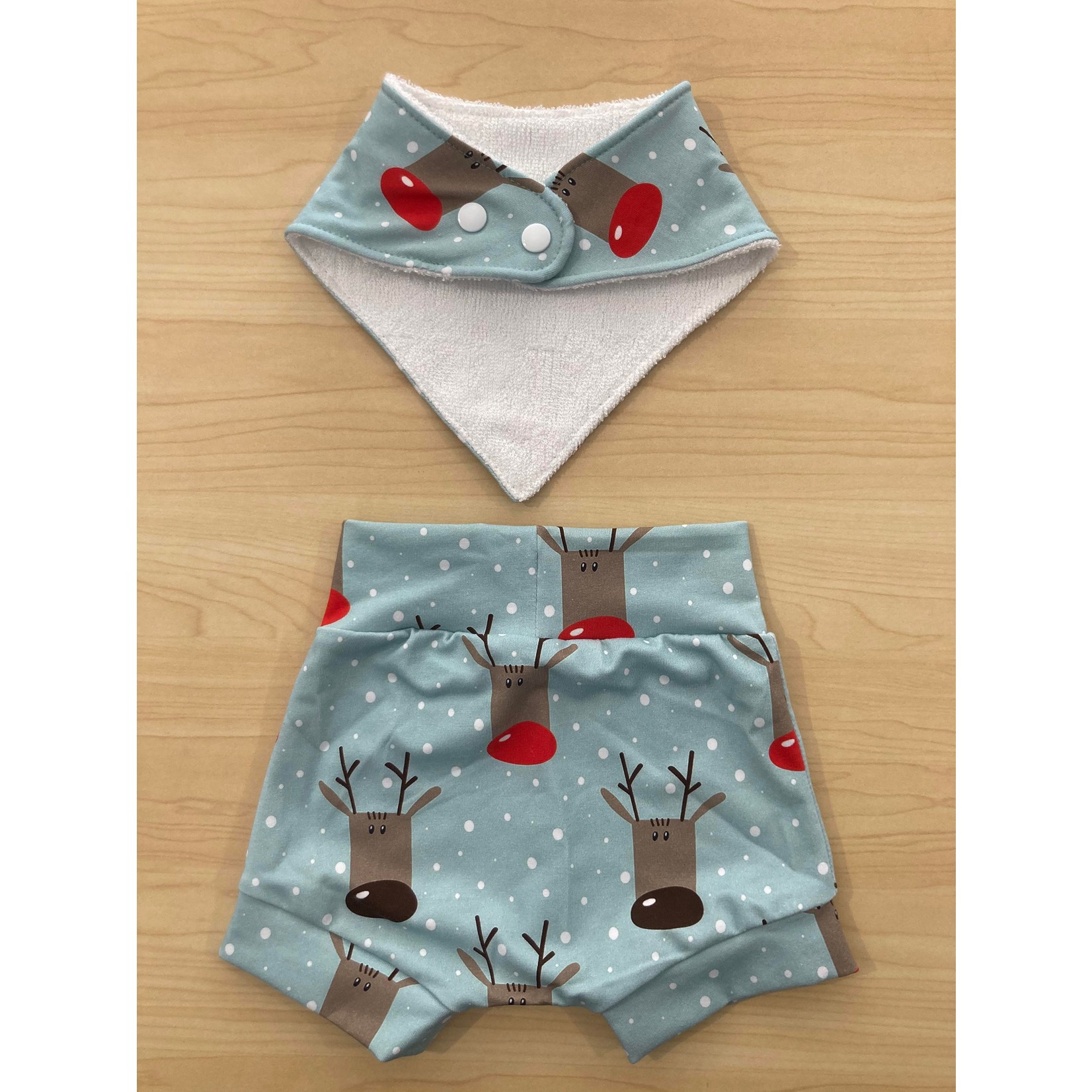 Lani + Lilah Reindeer Dribble Bib & Shorts Set