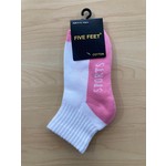 Sox by Angus Five Feet Quarter Crew Cushion Socks White/Pink