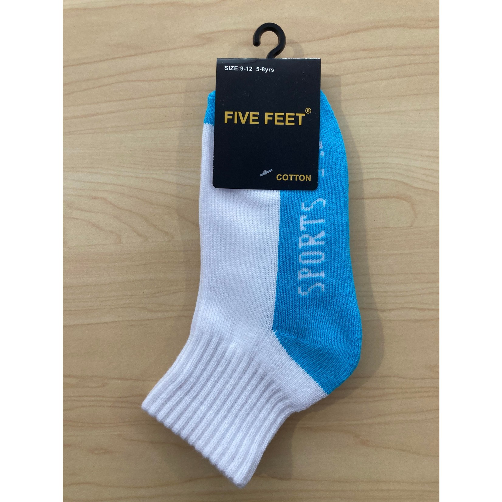 Sox by Angus Five Feet Quarter Crew Cushion Socks White/Aqua