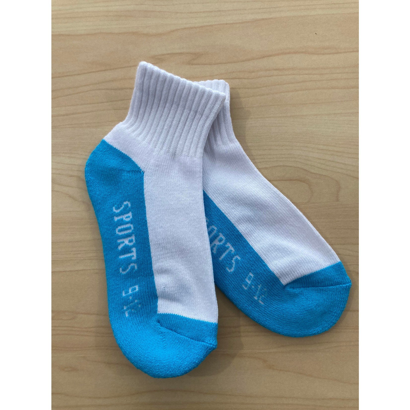 Sox by Angus Five Feet Quarter Crew Cushion Socks White/Aqua