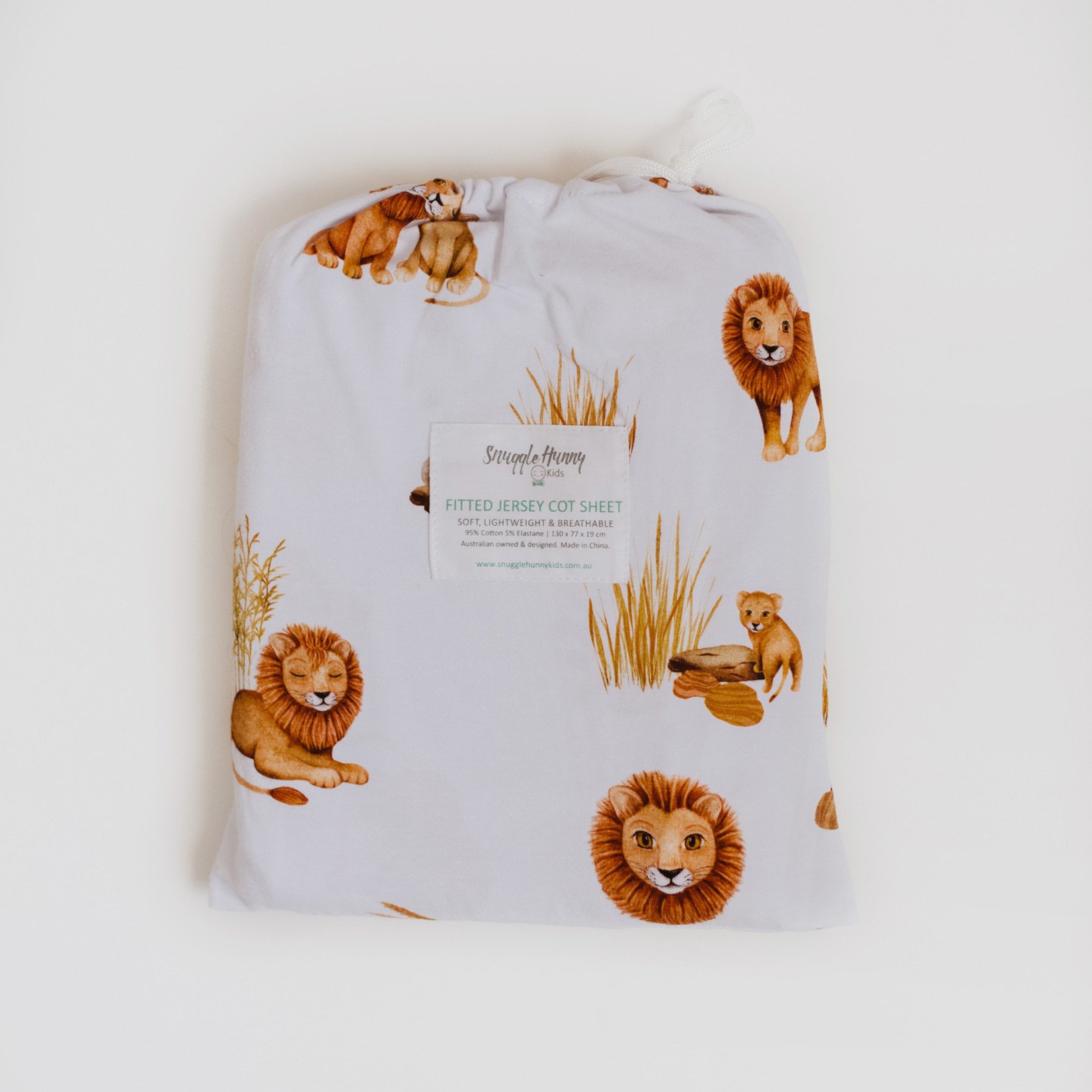 Snuggle Hunny Lion Fitted Jersey Cot Sheet