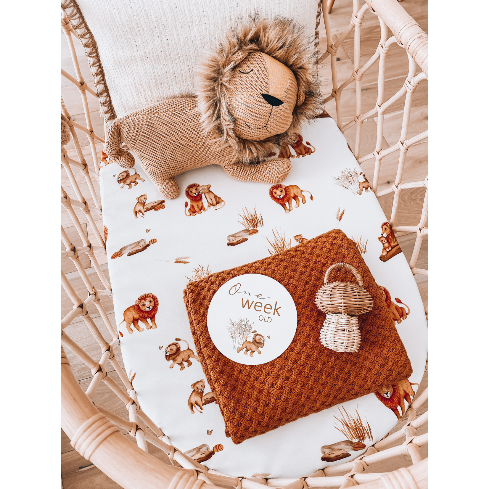 Snuggle Hunny Lion Fitted Jersey Bassinet Sheet/Change Pad Cover
