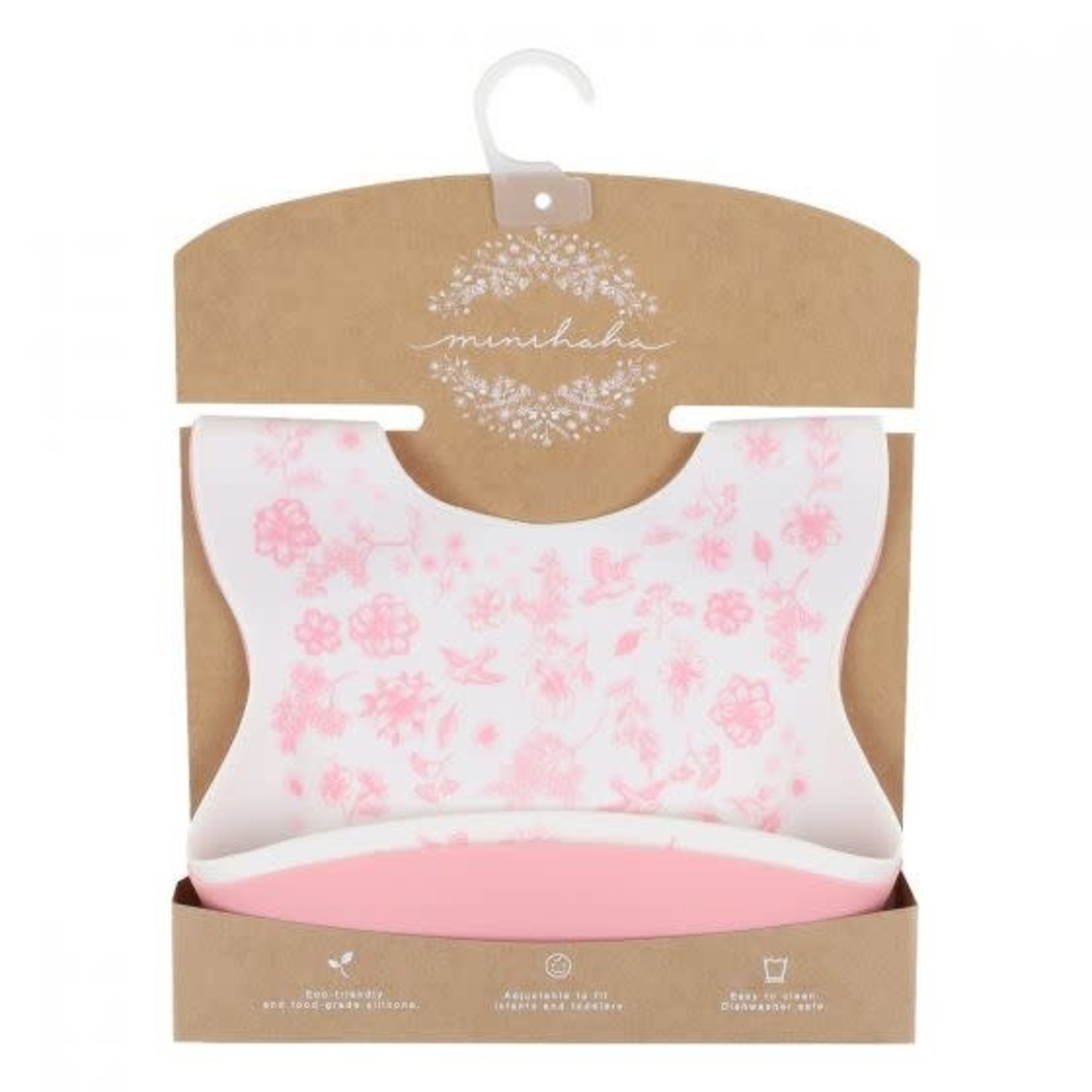 Minihaha 2 Pack Silicone Bibs Floral Pink