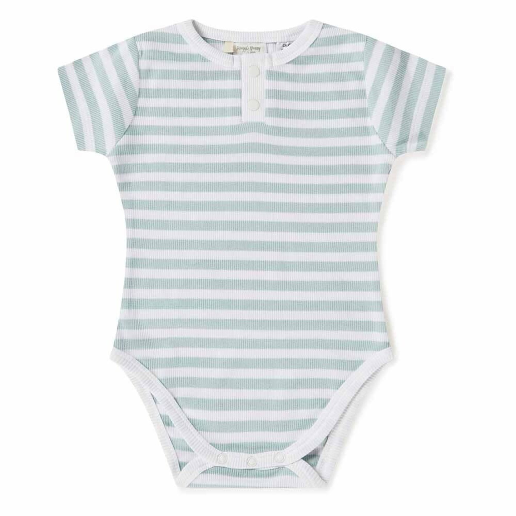 Snuggle Hunny Sage Stripe Short Sleeve Bodysuit