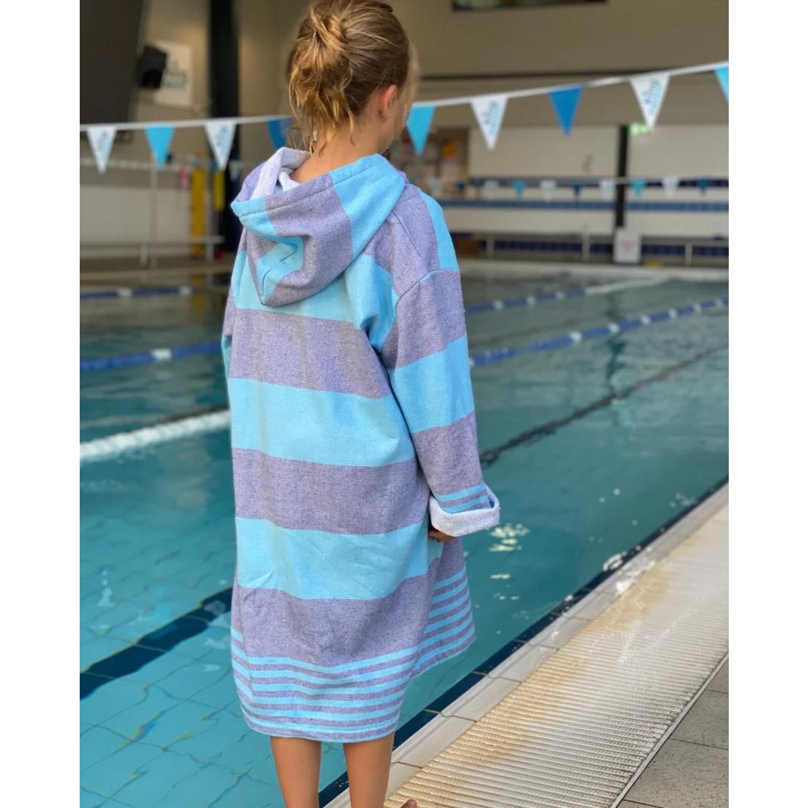 Back Beach Co Turkish Hooded Towel Navy Turquoise