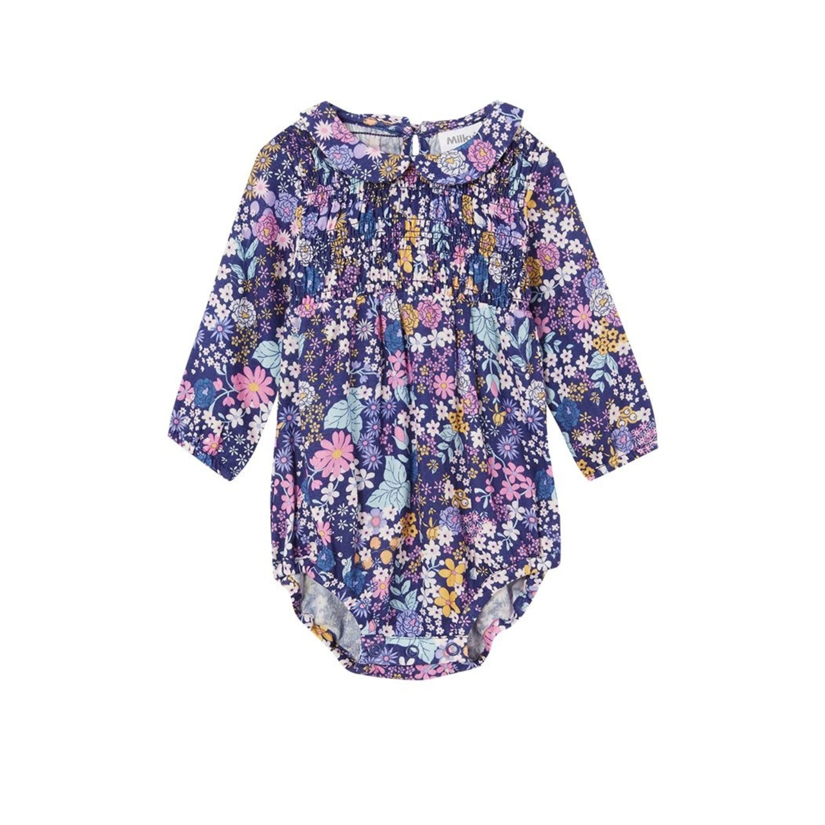 Milky Winter Bouquet Shirred Playsuit