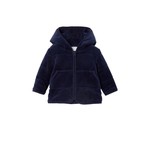 Milky Navy Velour Hooded Baby Jacket