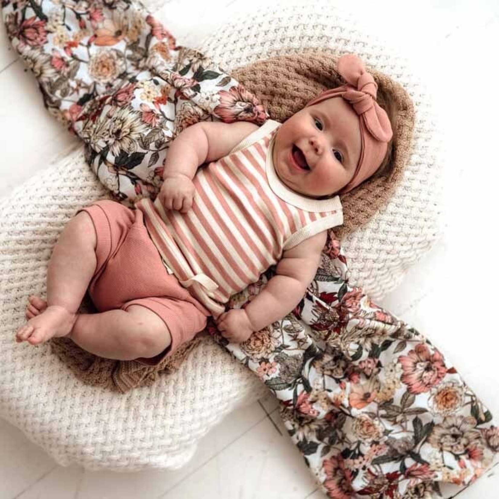 Snuggle Hunny Rose Stripe Organic Singlet