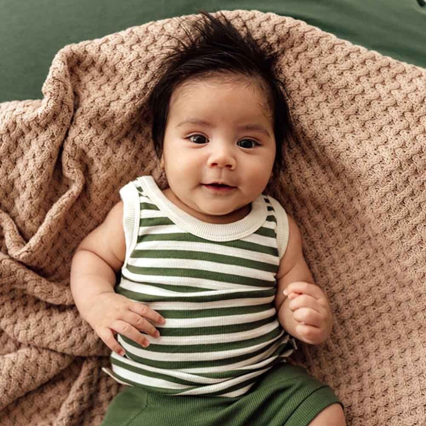 Snuggle Hunny Olive Stripe Organic Singlet