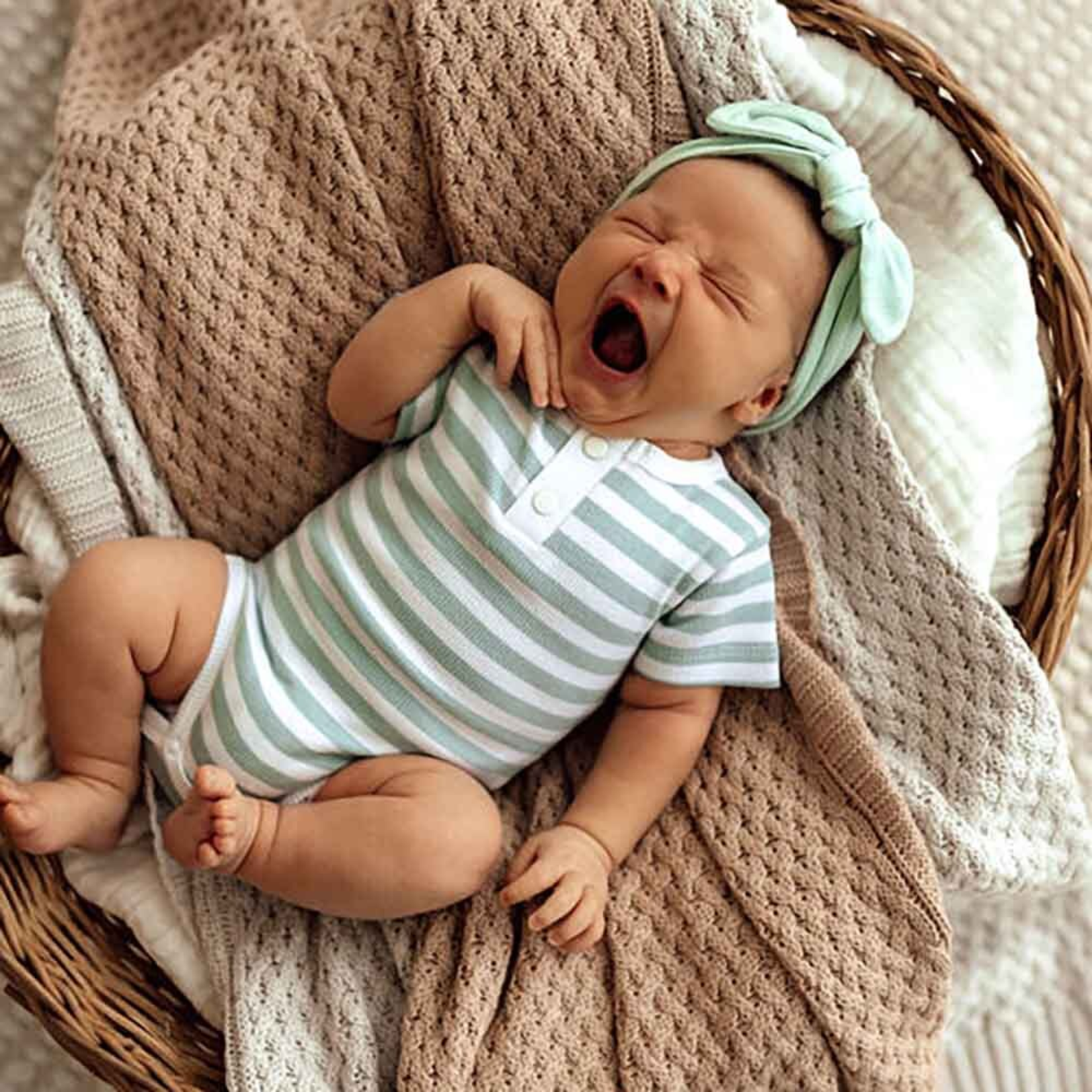 Snuggle Hunny Sage Stripe Short Sleeve Bodysuit