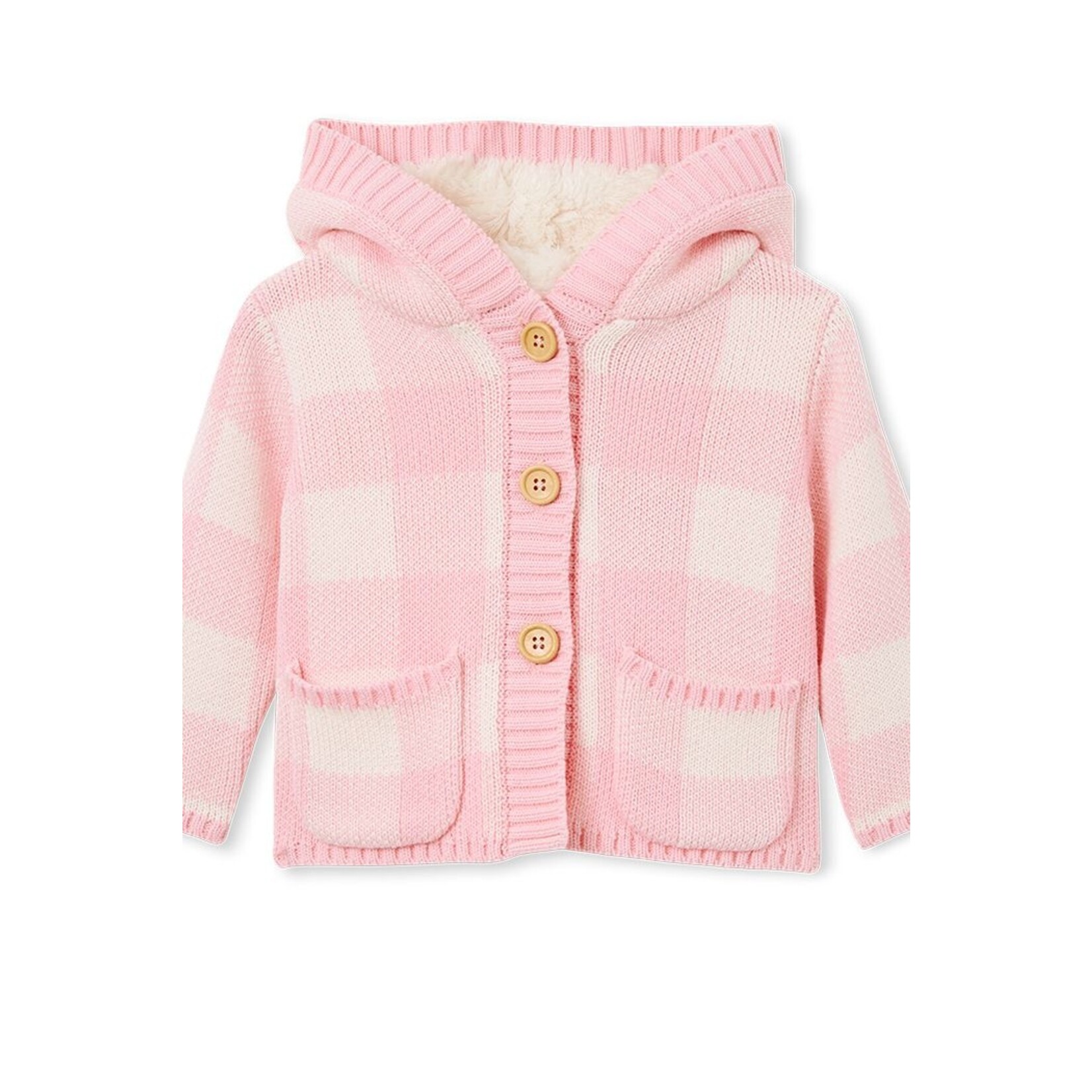 Milky Pink Check Hooded Jacket