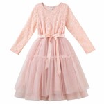 Designer Kidz Princess Lace L/S Tutu Dress - Tea Rose