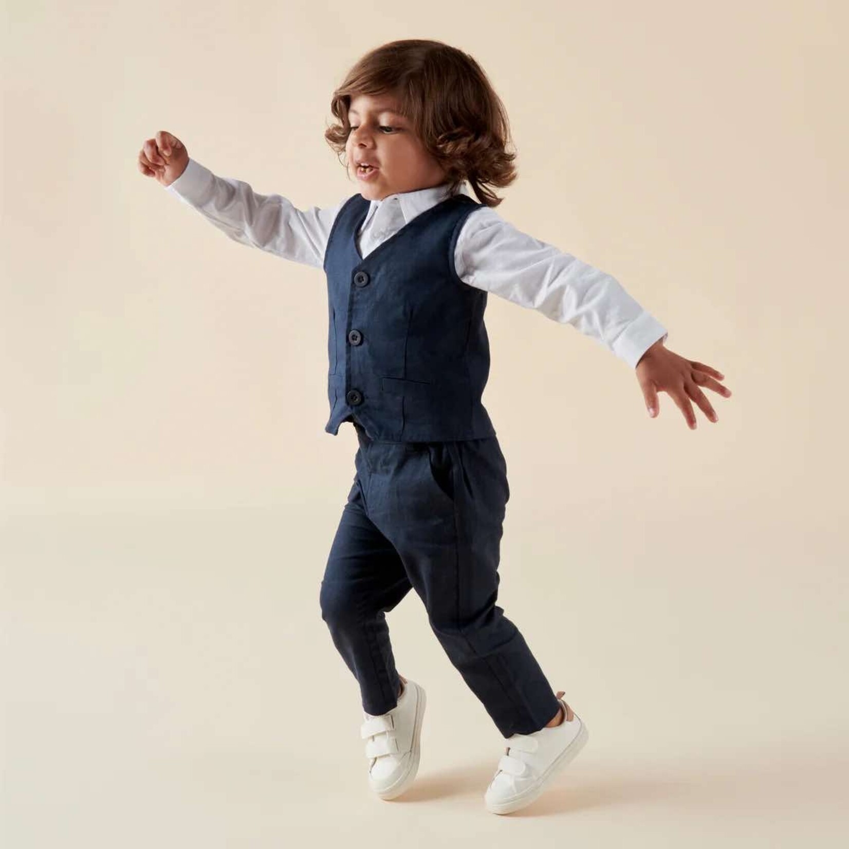 Designer Kidz Finley Linen Vest - Navy