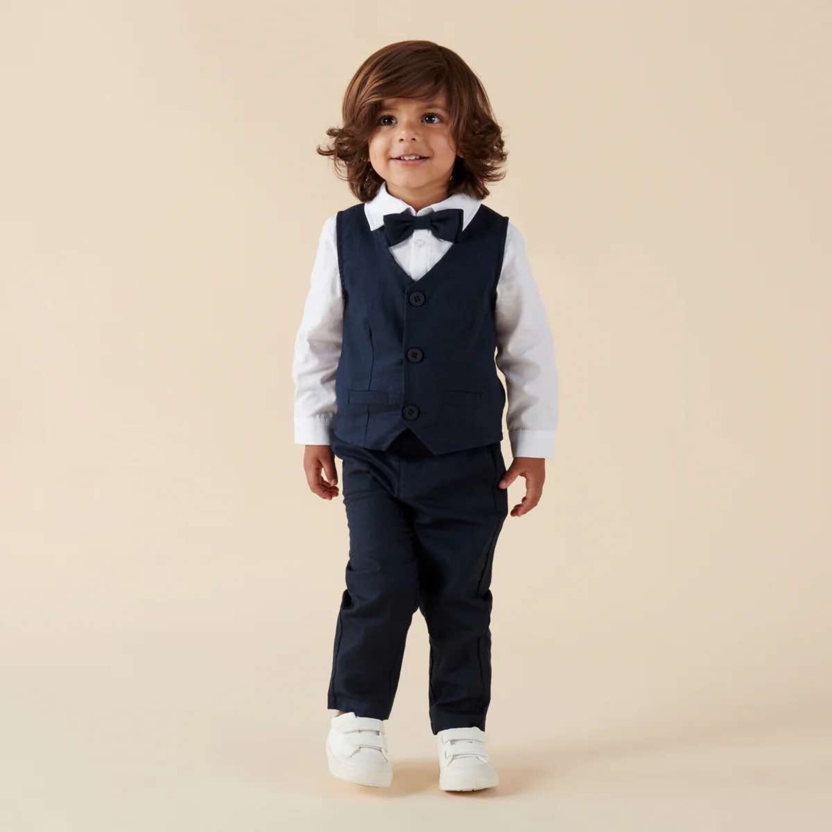 Designer Kidz Finley Linen Bow Tie - Navy