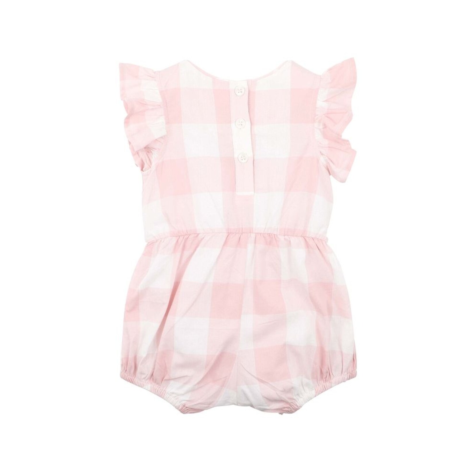 Bebe Lara Embroidered Check Romper